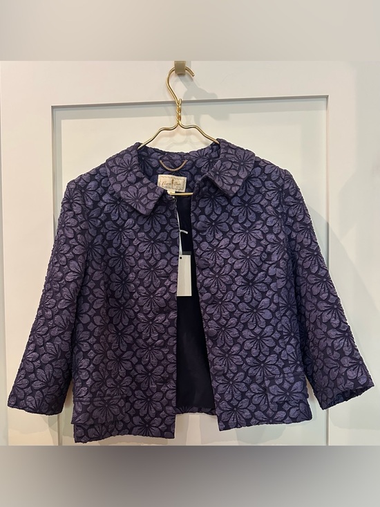 Flora Bea Nyc Jackets & Blazers - Flora Bea NYC Elegant Floral-Textured Purple Jacket - Women